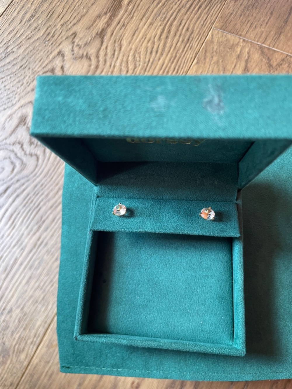 Lab grown Sapphire Stud Earrings in Clear - 14K Gold plated